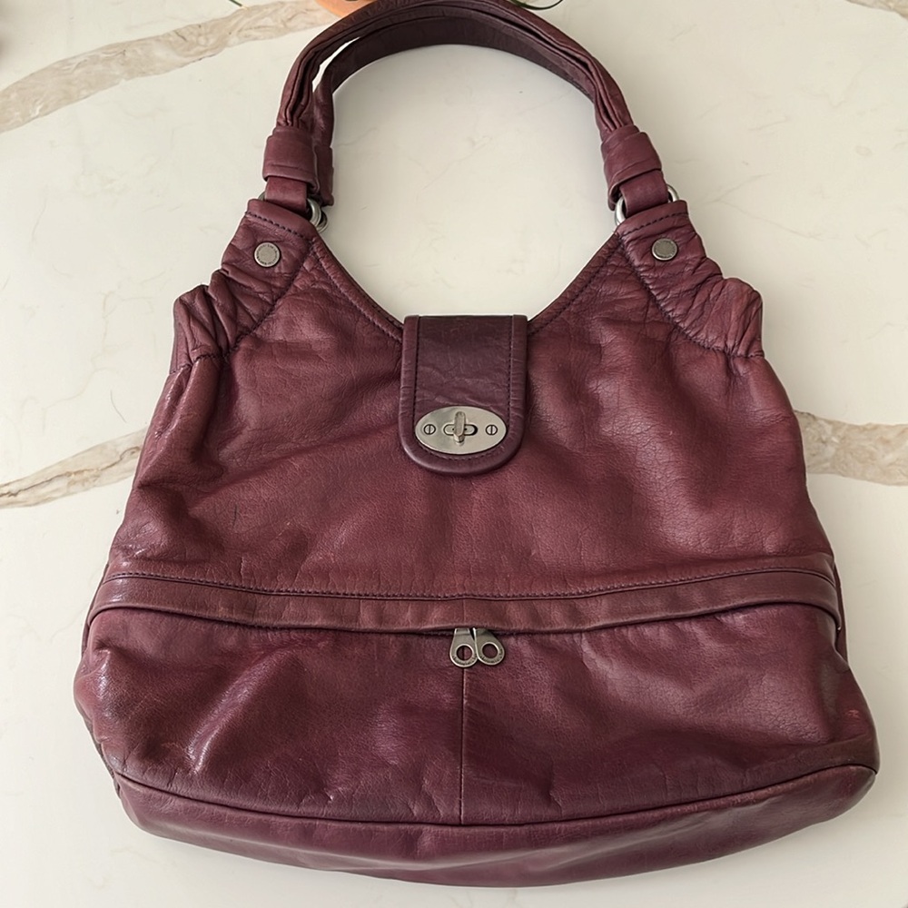 VGUC Christopher Kons burgundy leather red larger shoulder bag